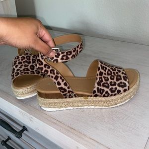 Leopard espadrille sandals